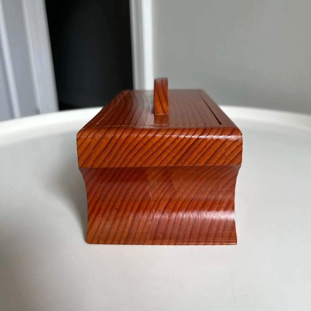 Vintage Wooden Trinket Box With Lid Signed Jewelry Small Keepsakes